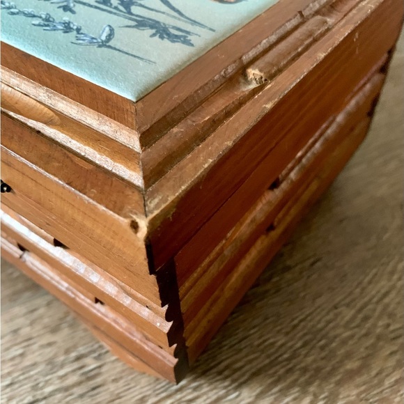 Vintage Wooden Jewelry Box With Ceramic Tile 4.5/6/10” - Picture 13 of 16